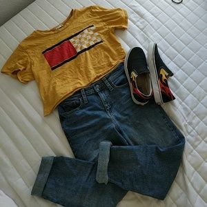 Distressed mom jeans